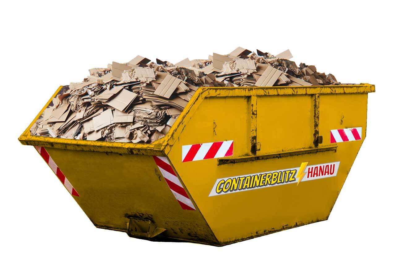 Container voll mit Altpapier und Kartonagen zur Entsorgung in Hanau