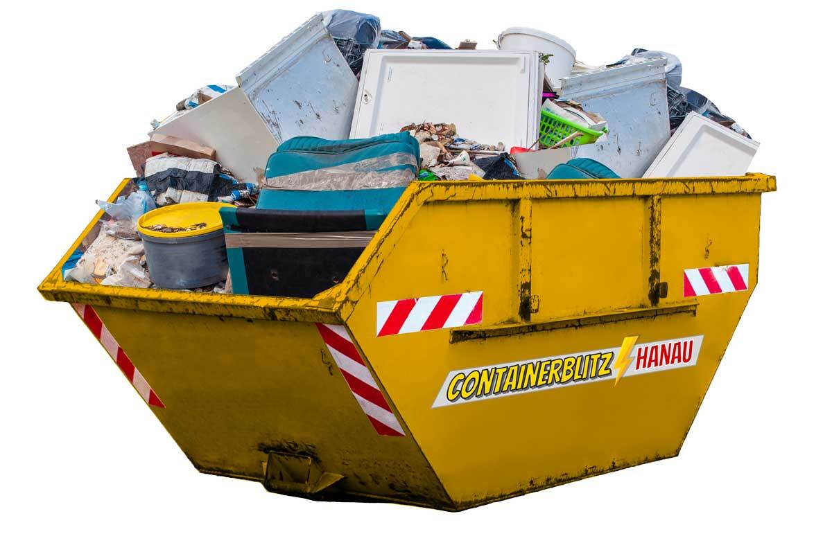 Container voll mit Siedlungsabfällen in Hanau