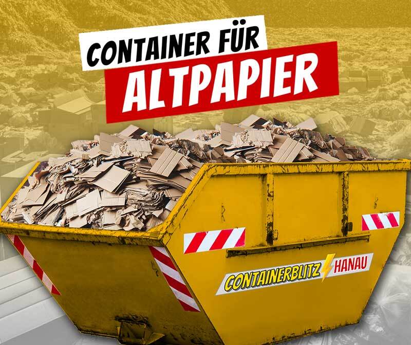 Container voll mit Altpapier und Kartonagen zur Entsorgung in Hanau, geordnet und sauber