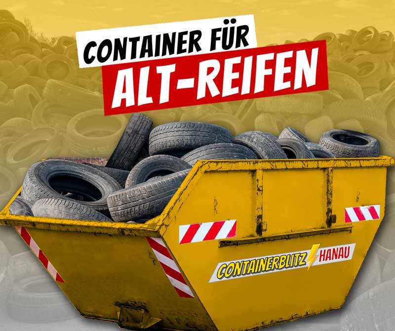 Containerdienst Hanau: Entsorgung Altreifen, PKW-/LKW-Reifen, mit/ohne Felgen, sicher und umweltfreundlich.